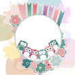 Illustration: Seamless retro flowers and owl kids background pattern Seamless retro flowers and owl kids background pattern