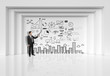 businessman pointing at business strategy