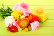 Ranunculus (persian buttercups) and gifts,