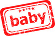 word baby on red rubber stamp