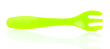 Green fork for baby food isolated on white