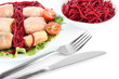 Stuffed cabbage rolls isolated on white