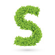 Vector: Letter of green leaves with shadow Letter of green leaves with shadow