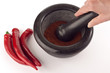 Chilipulver mit hand