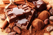 Composition of chocolate sweets, cocoa and spices