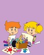 The page with exercises for kids - coloring book