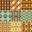 Vektor: Set of 70s Seamless Patterns Design Set of 70s Seamless Patterns Design