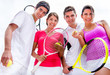 Friends playing tennis