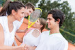 Tennis players handshaking