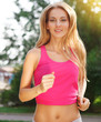 Sport fitness running woman jogging during outdoor workout