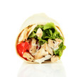 Kebab - grilled meat and vegetables, isolated on white