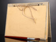 Beautiful old notebook on grey background