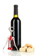 Wine and corks isolated on white