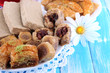 Sweet baklava on plate close-up