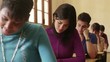 University education, portrait of female student during test