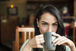 Photo: Beautiful Young Woman with Brown Hair and Eyes Beautiful Young Woman with Brown Hair and Eyes