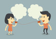 talking with cup telephone