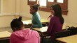 People and education, group of students talking, laughing