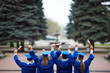 Backs of graduates