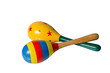 Color maracas percussion music instrument as white isolate backg