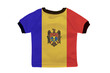 Small shirt with Moldova flag isolated on white background