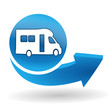 camping car sur bouton web bleu