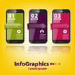 set infographic with three smartphones