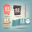 Four origami paper element for infographics