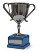Silver cup of the winner on white background