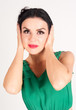Pretty woman with closed ears