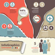 set infographic on teamwork in business with torn edges