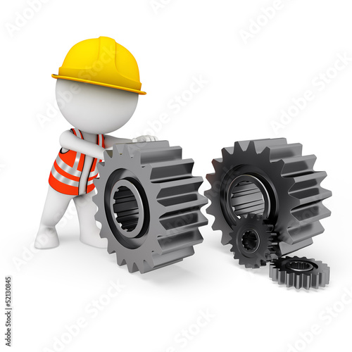 Illustration: 3d white people as road worker 3d white people as road worker