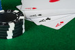 Photo: Chips and cards for the poker. Chips and cards for the poker.
