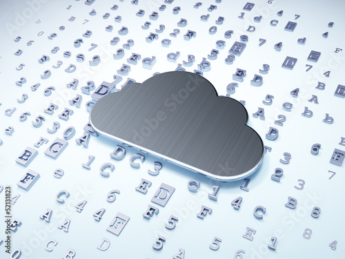Illustration: Networking concept: Silver Cloud on digital background Networking concept: Silver Cloud on digital background