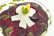 Vegetarian Beetroot Carpaccio w goat cheese and Pesto
