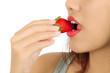 Photo: Closeup of Young Asian Woman with Strawberry Closeup of Young Asian Woman with Strawberry