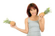Photo: Isolated young asian woman with pineapple Isolated young asian woman with pineapple