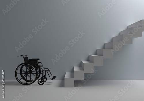 Illustration: wheelchair in front of stairs wheelchair in front of stairs