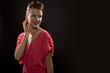 young caucasian woman wearing pink