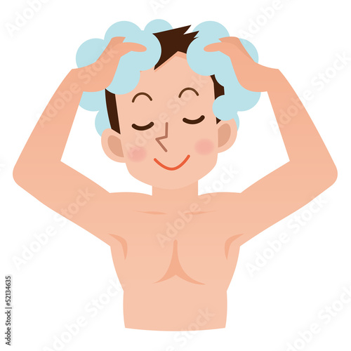 Illustration: シャンプー 男性 シャンプー 男性