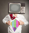 Foto: businessman with old retro television businessman with old retro television