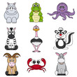 Vektor: Cartoon animals and pets Cartoon animals and pets