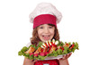 happy little girl cook with gourmet food