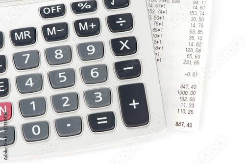 Photo: check and calculator check and calculator