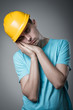 worker in helmet sleeps