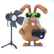 Chocolate bunny is working in his studio