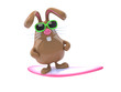 Chocolate bunny loves to go surfing