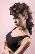 attractive girl with fashion hair-style pink color