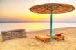 Holidays under parasol on the beach of Red Sea, Egypt
