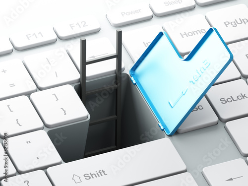 Illustration: Keyboard with underpass and ladder uder Enter key Keyboard with underpass and ladder uder Enter key